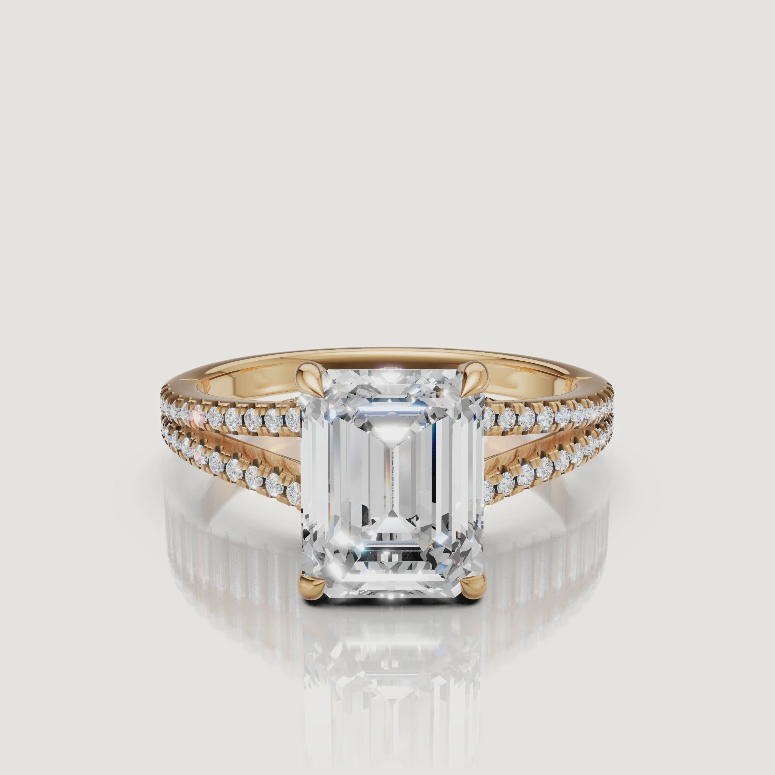 Emerald Cut Lab Grown Diamond Engagement Ring Video in 14K Yellow Gold – Raul Diamonds