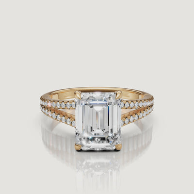 Emerald Cut Lab Grown Diamond Engagement Ring Video in 14K Yellow Gold – Raul Diamonds