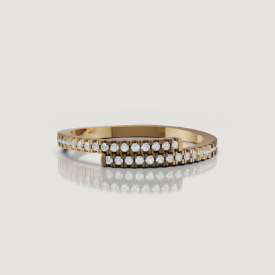 Yellow gold layered diamond wedding band video with double row pavé diamonds by Raul Diamonds