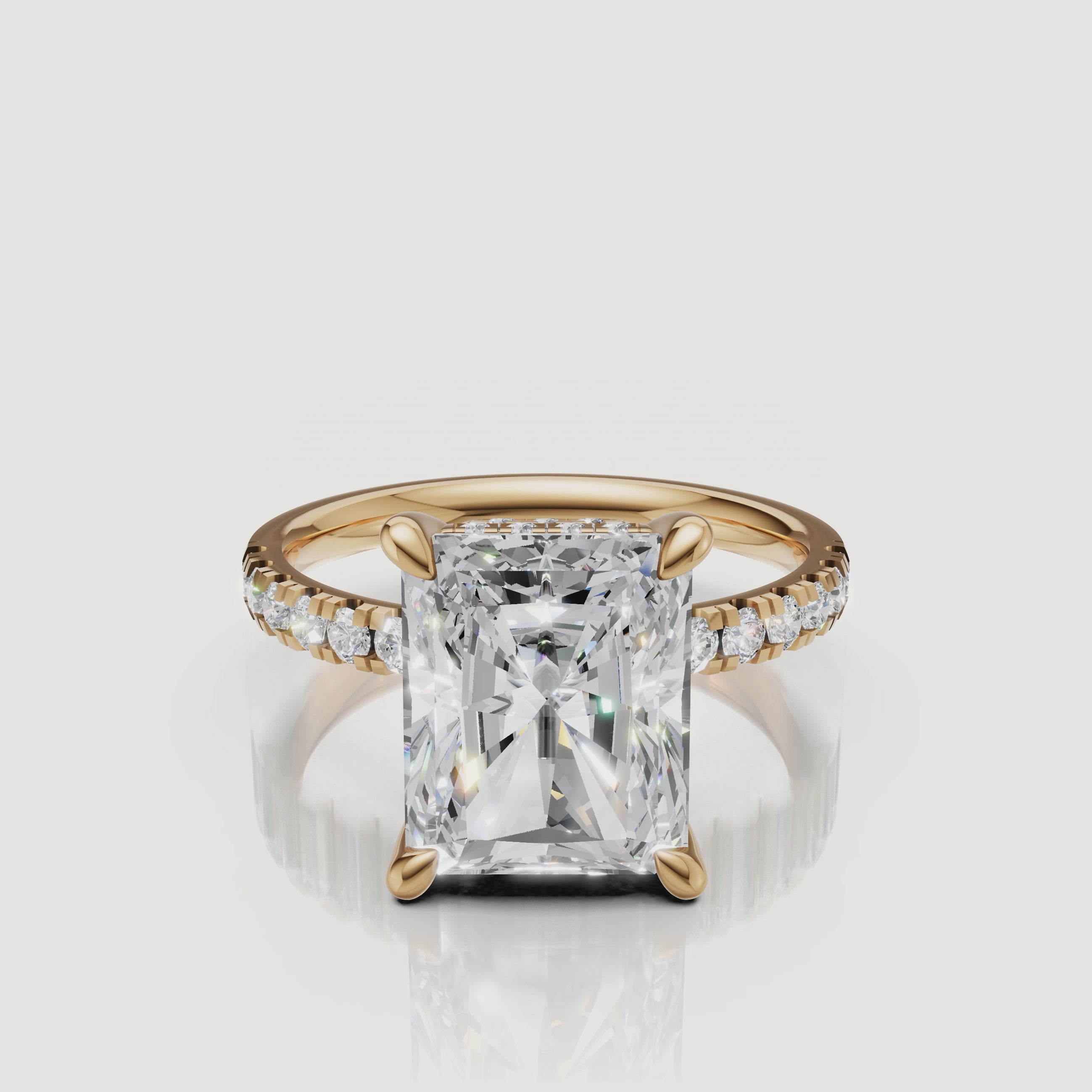 Radiant Cut Lab Grown Diamond Ring Video in 14K Yellow Gold – Raul Diamonds