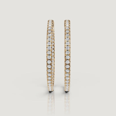 Yellow gold pave diamond hoop earrings video showcasing brilliant sparkle by Raul Diamonds