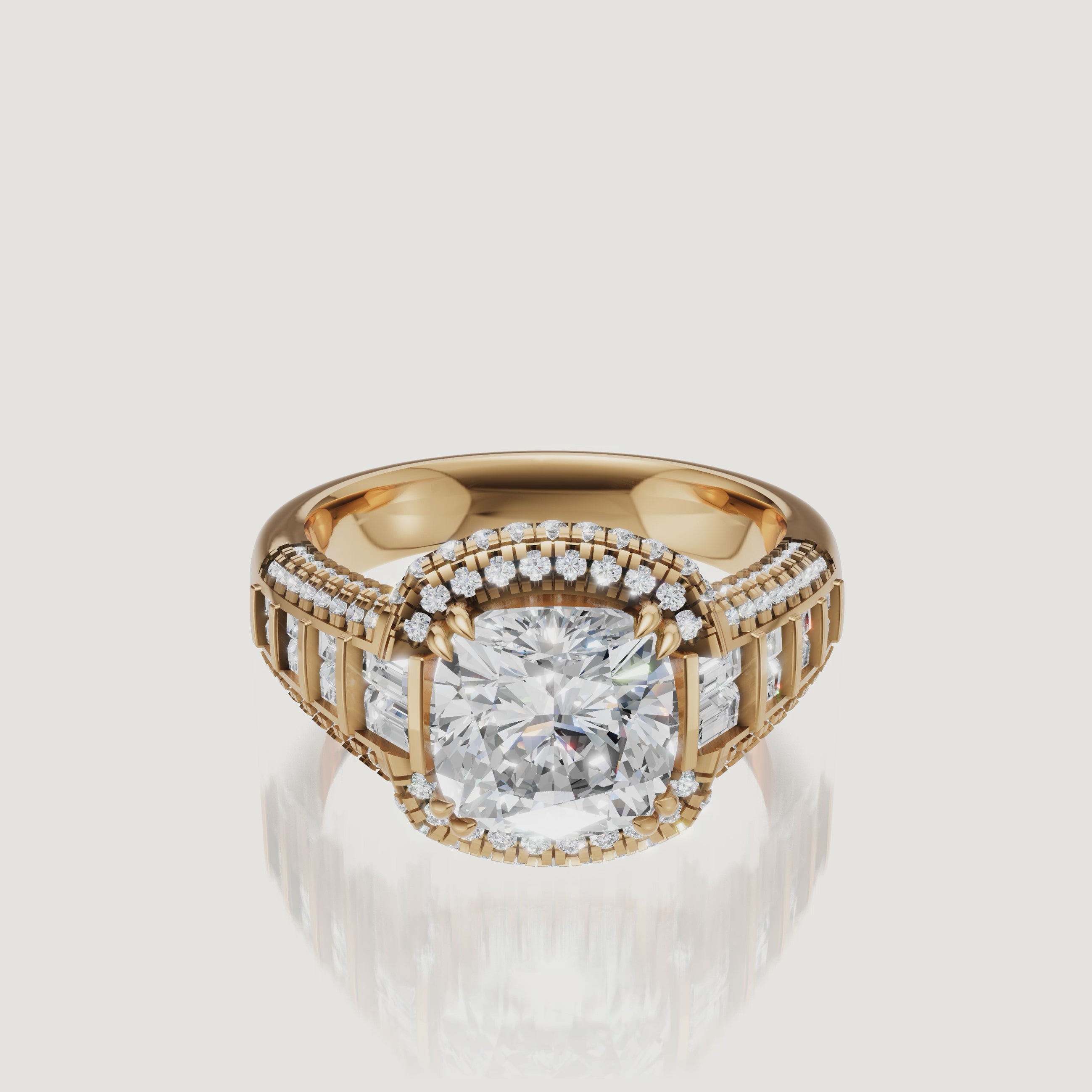 Asscher Cut Halo Lab Grown Diamond Ring Video in Yellow Gold – Raul Diamonds