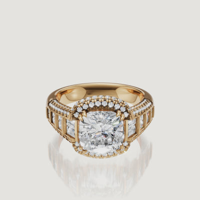 Asscher Cut Halo Lab Grown Diamond Ring Video in Yellow Gold – Raul Diamonds