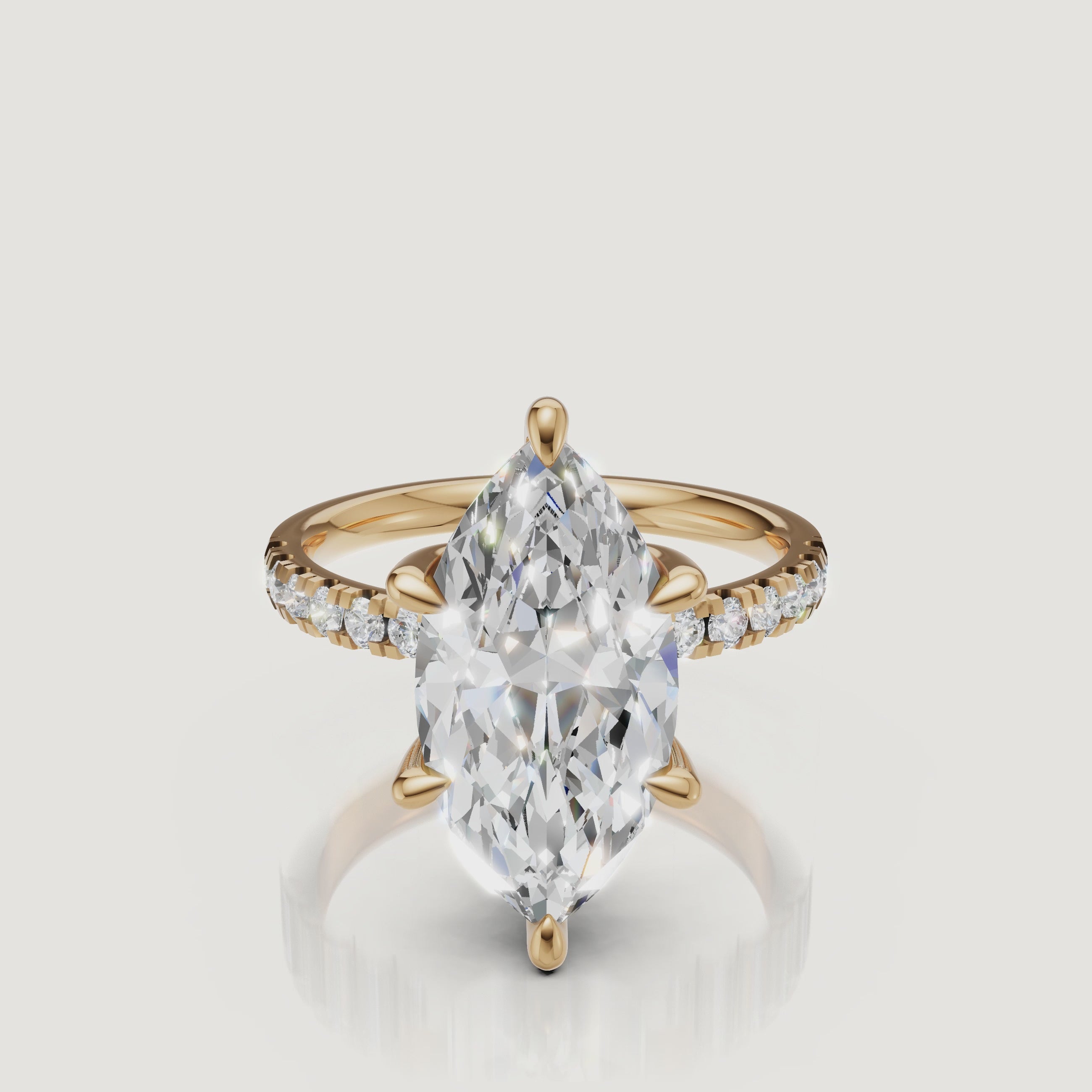 Marquise Cut Lab Grown Diamond Ring Video in 14K Yellow Gold – Raul Diamonds