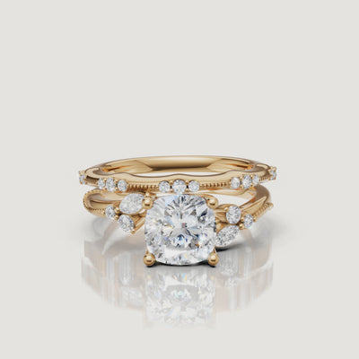Yellow Gold Cushion Cut Lab Grown Diamond Bridal Set Video by Raul Diamonds
