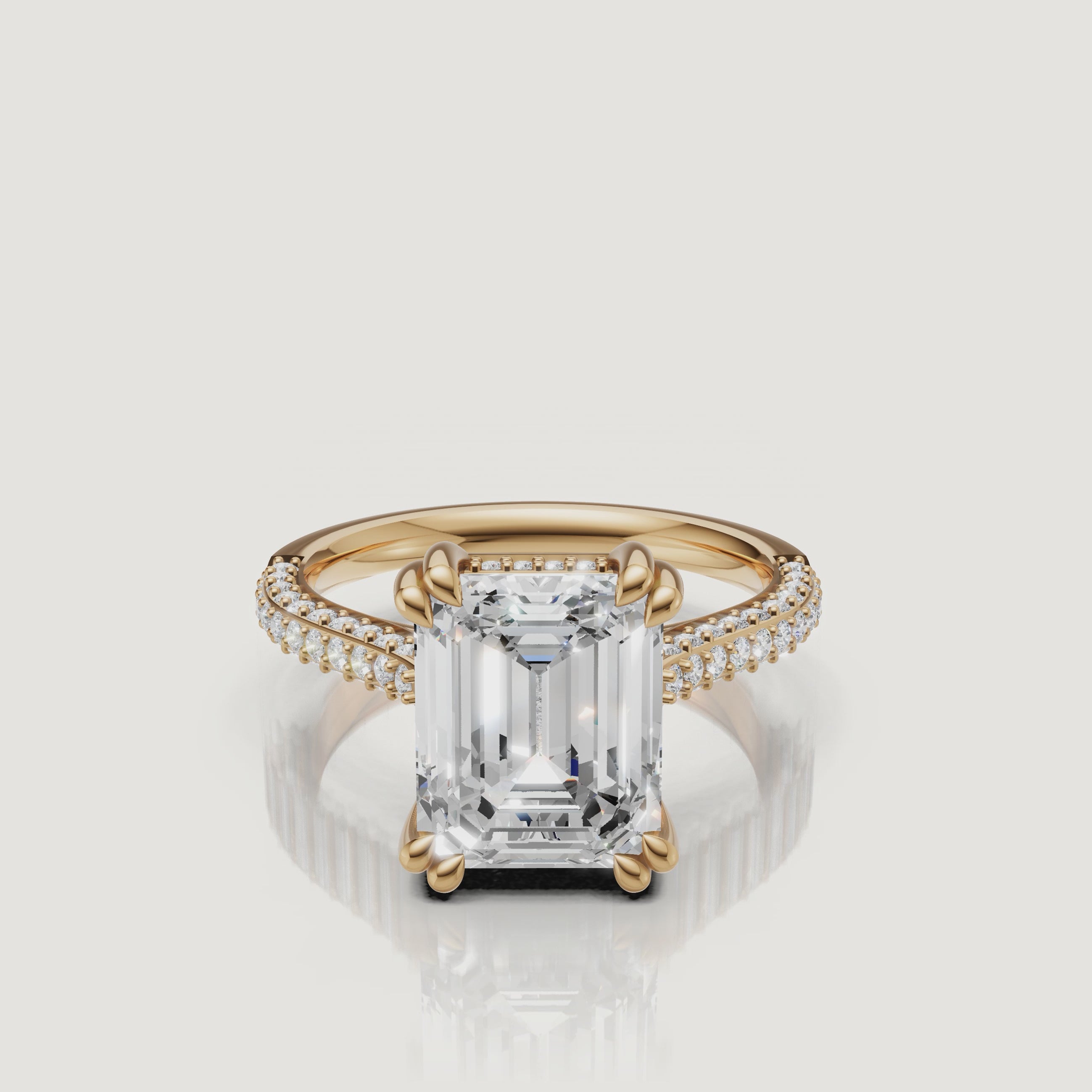 Emerald Cut Lab Grown Diamond Ring Video in 14K Yellow Gold – Raul Diamonds