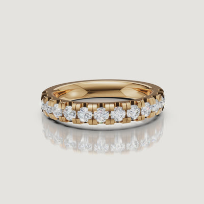 Yellow gold round diamond eternity wedding band video by Raul Diamonds
