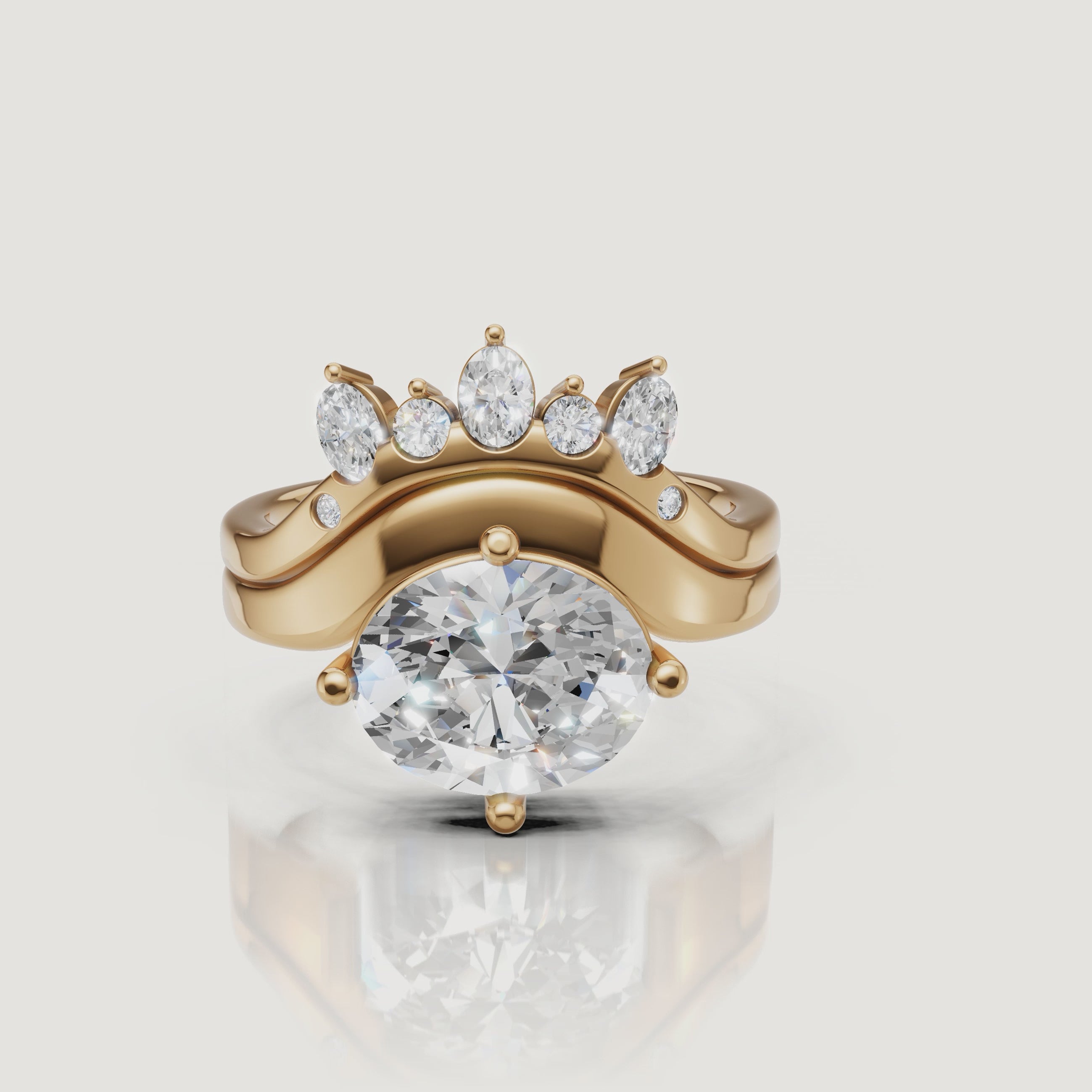 Yellow Gold Oval Cut Diamond Bridal Set Video by Raul Diamonds