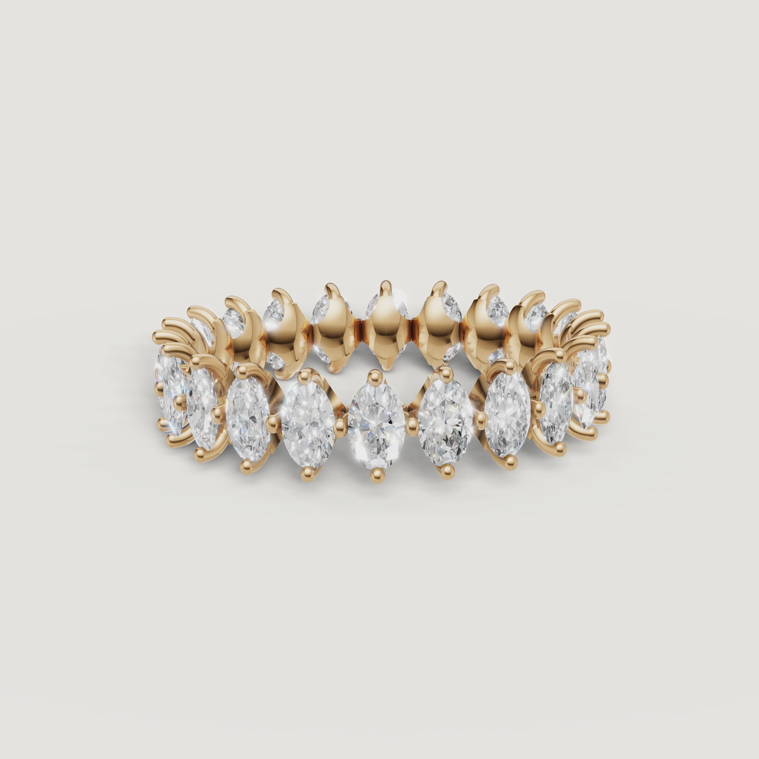 rotating view of oval lab grown diamond eternity band