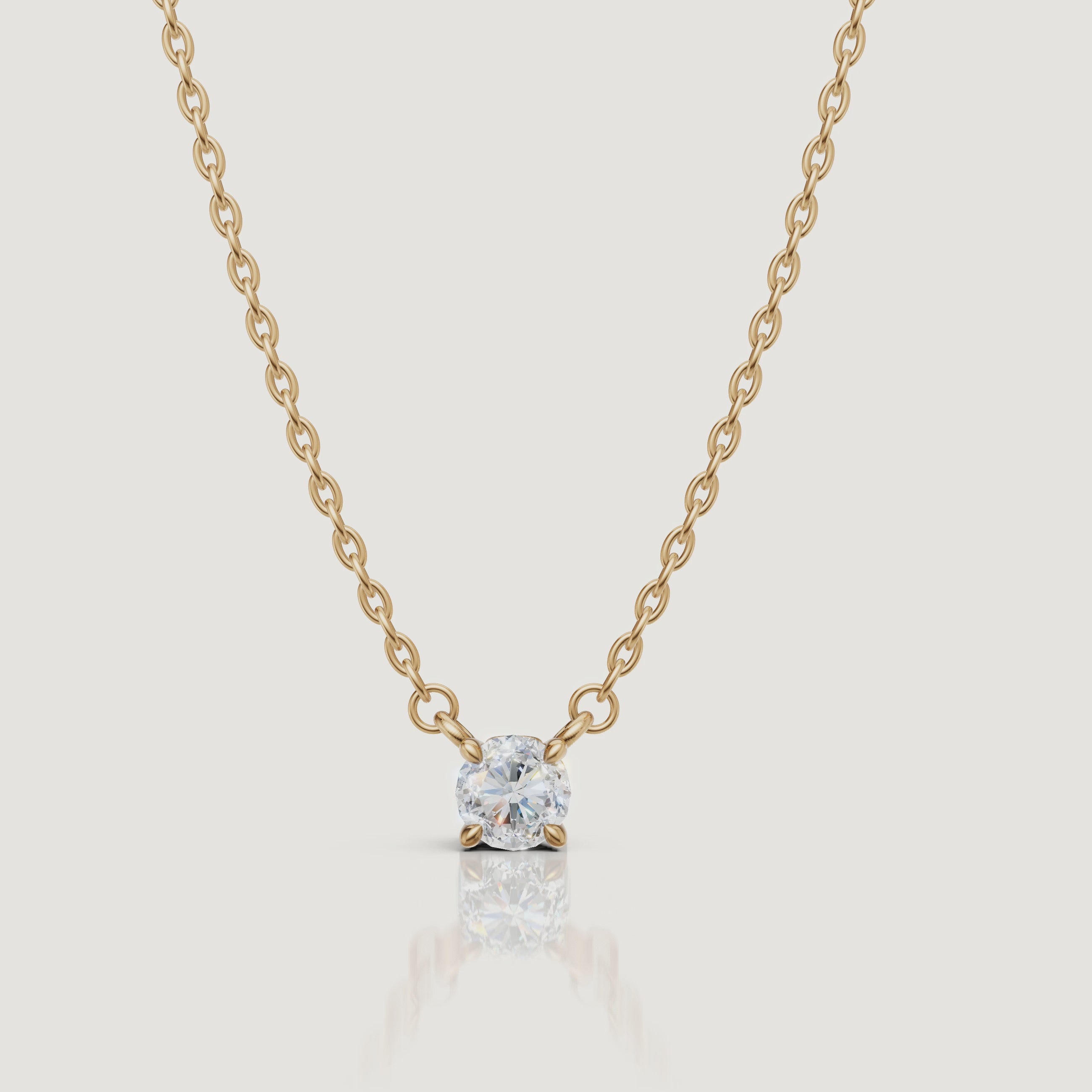 Yellow Gold Round Lab Grown Diamond Solitaire Pendant Necklace Video by Raul Diamonds