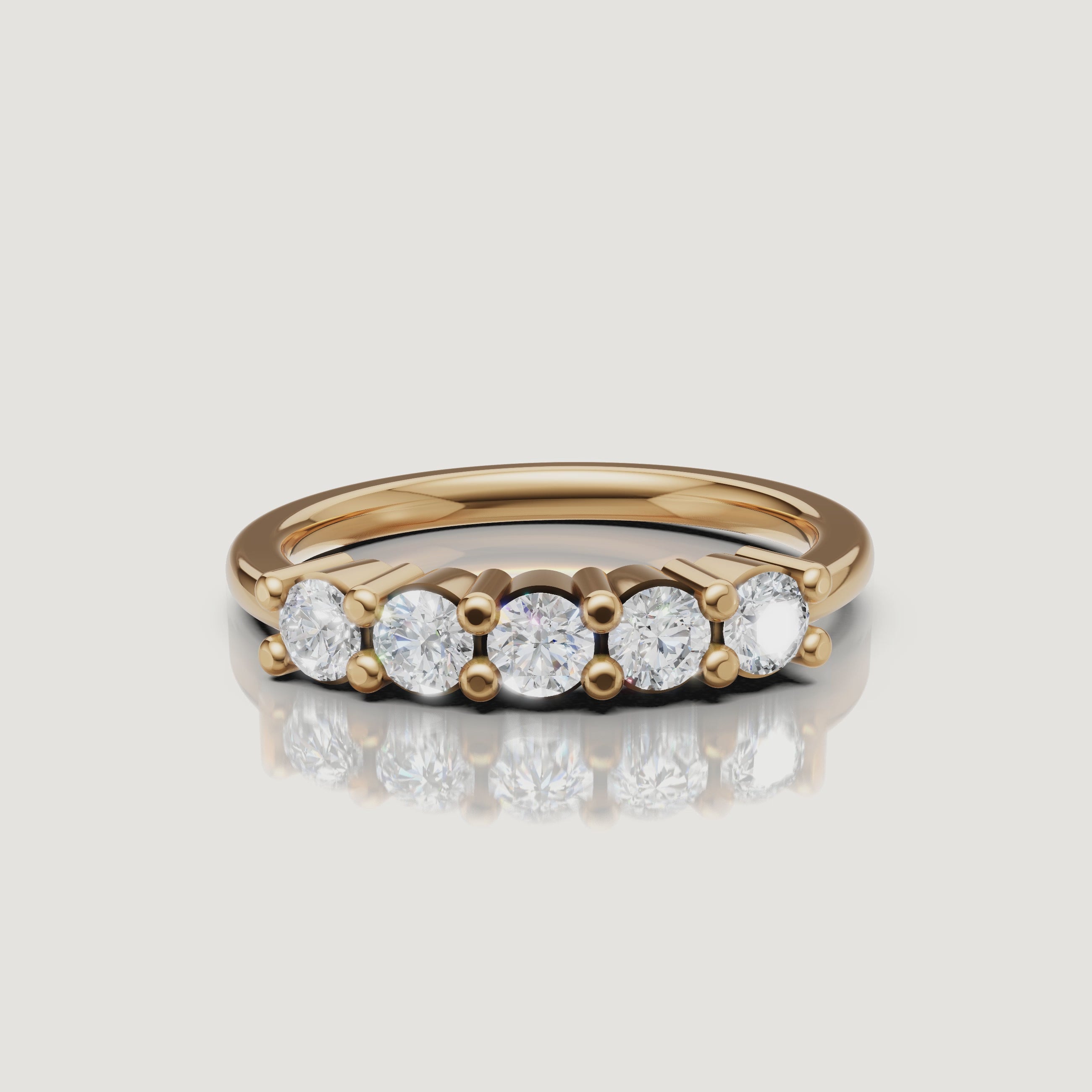 Yellow gold five stone diamond wedding band video showcase by Raul Diamonds