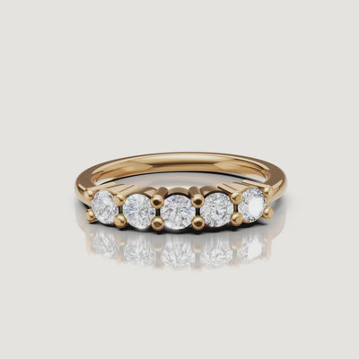 Yellow gold five stone diamond wedding band video showcase by Raul Diamonds