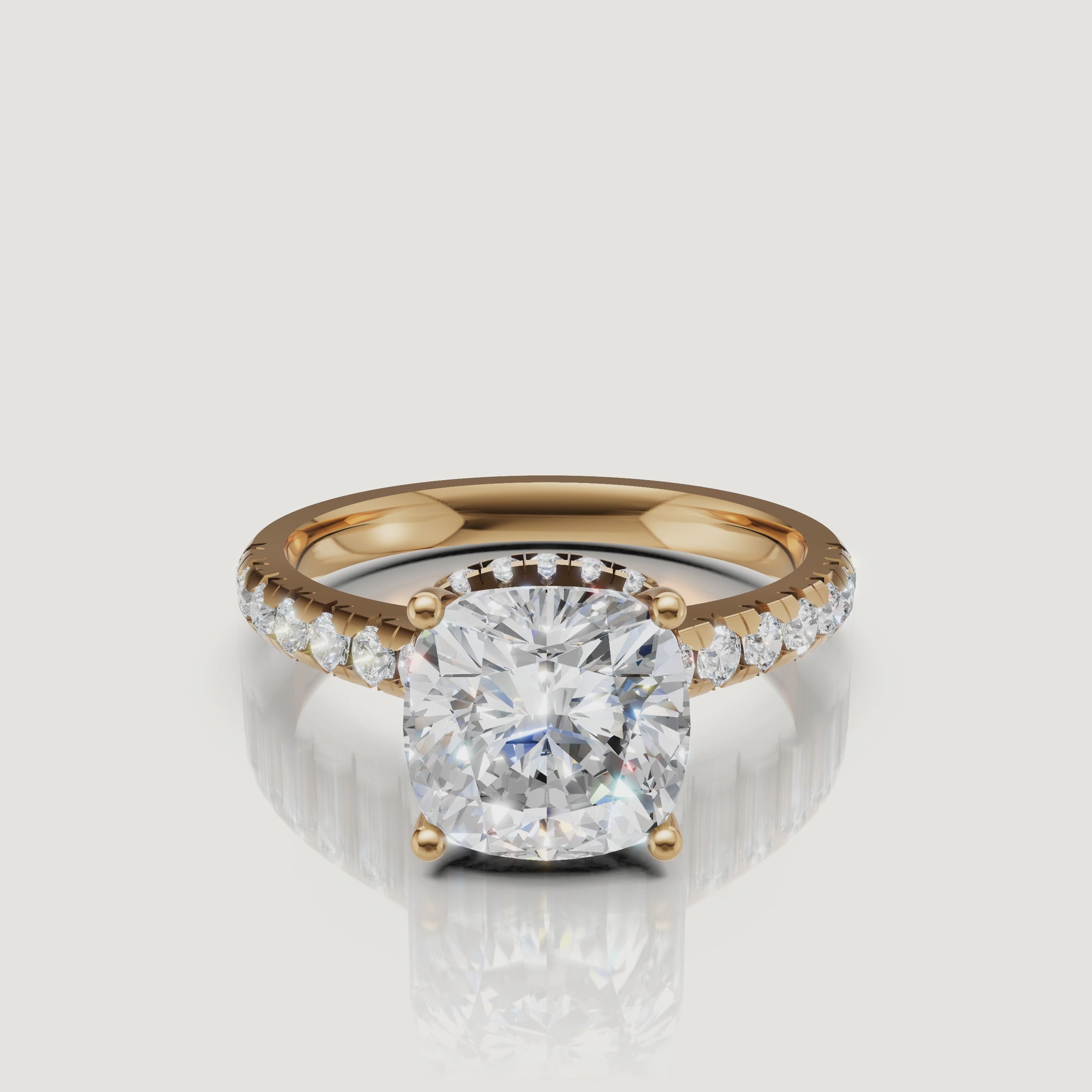 Cushion Cut Lab Grown Diamond Engagement Ring Video in 14K Yellow Gold – Raul Diamonds
