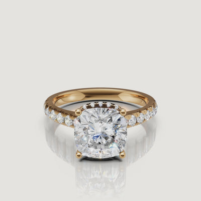 Cushion Cut Lab Grown Diamond Engagement Ring Video in 14K Yellow Gold – Raul Diamonds