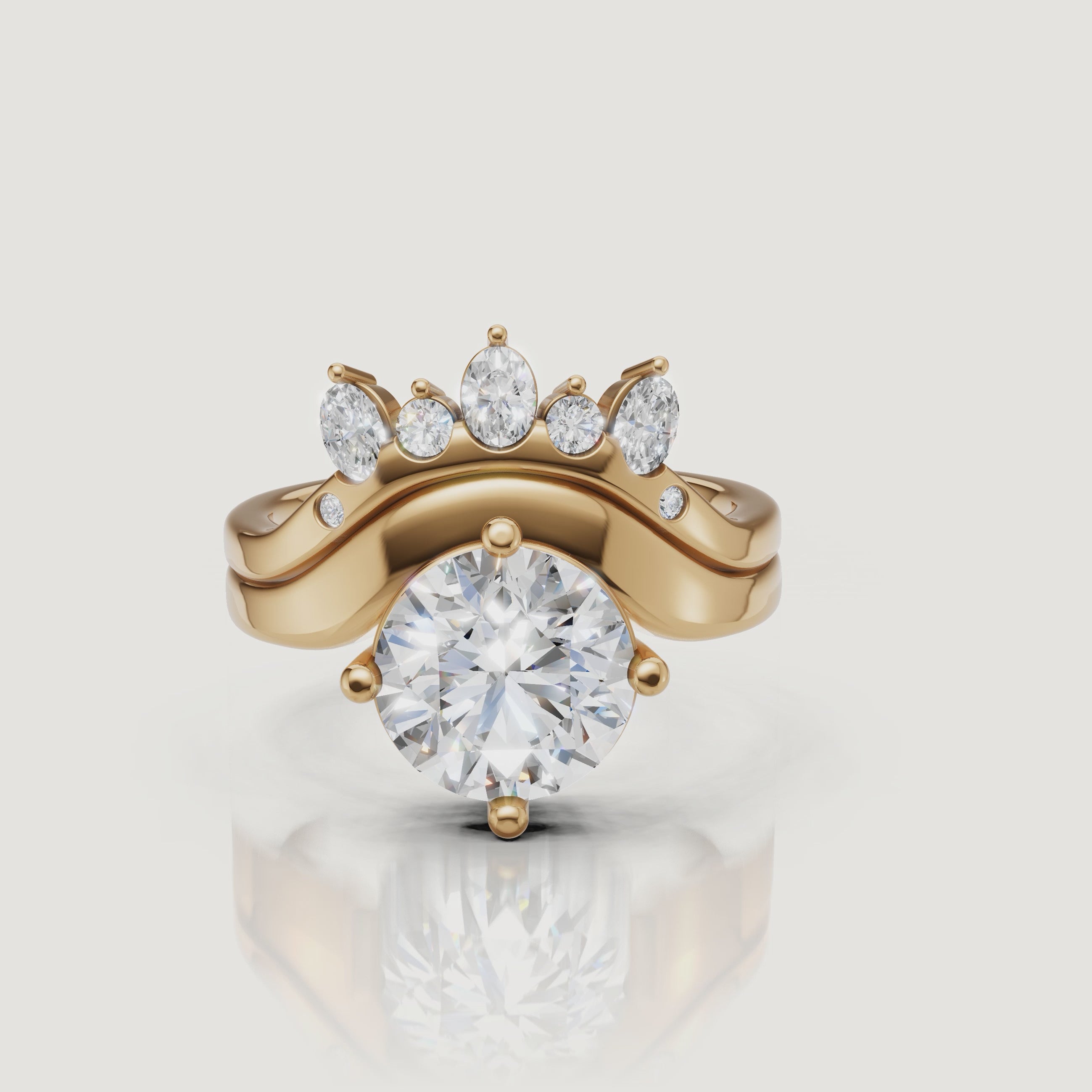 Yellow Gold Round Cut Diamond Bridal Set Video by Raul Diamonds