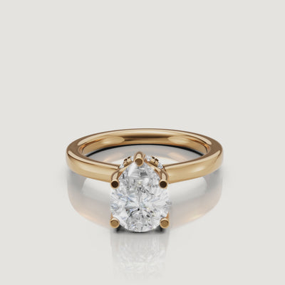video of pear cut lab grown diamond solitaire engagement ring in 14k yellow gold