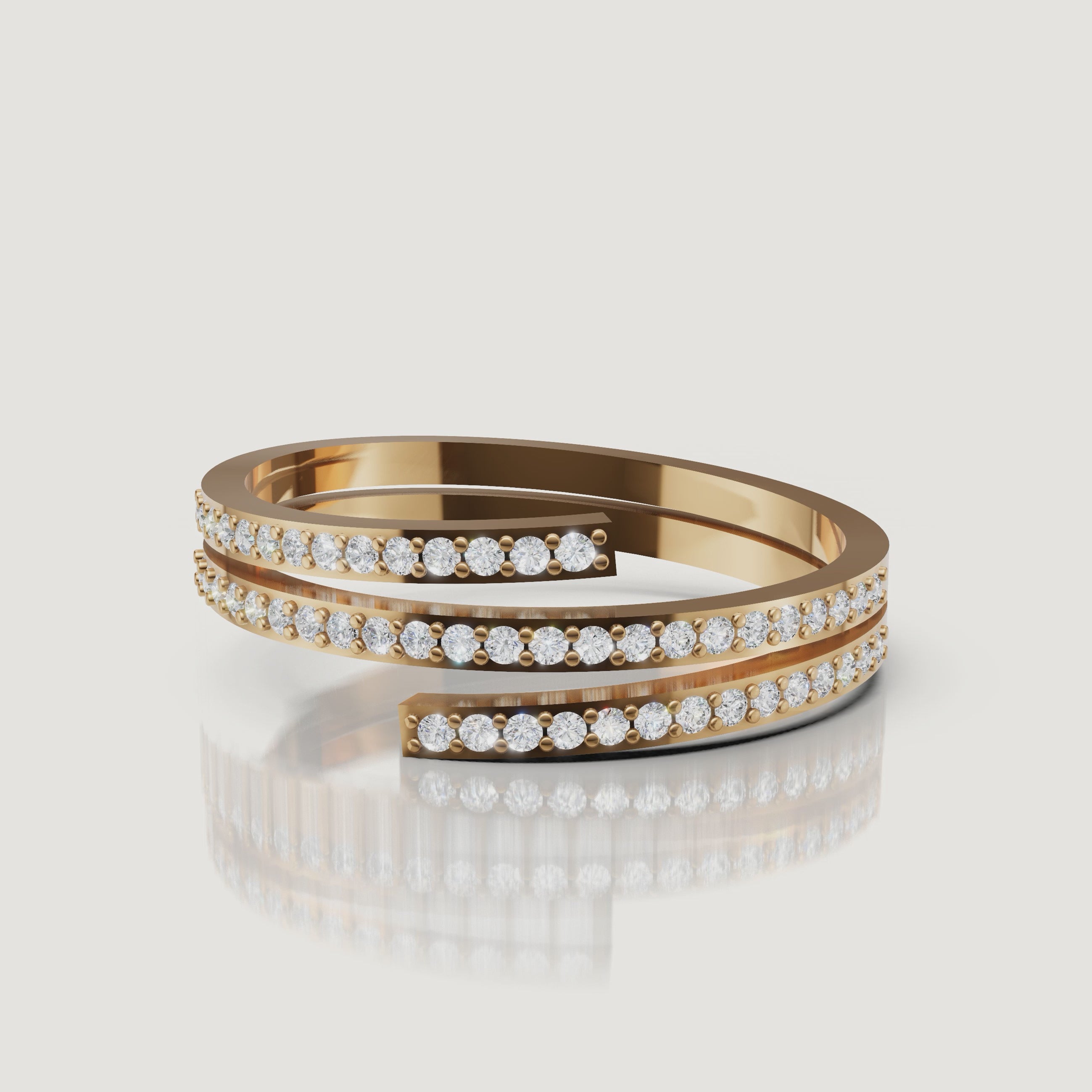 Yellow gold spiral diamond wedding band rotating video by Raul Diamonds