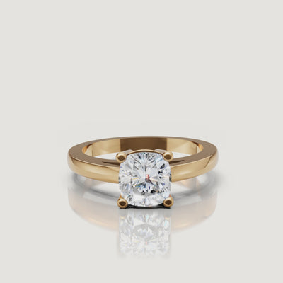 360 video of Raul Diamonds yellow gold cushion cut solitaire diamond engagement ring