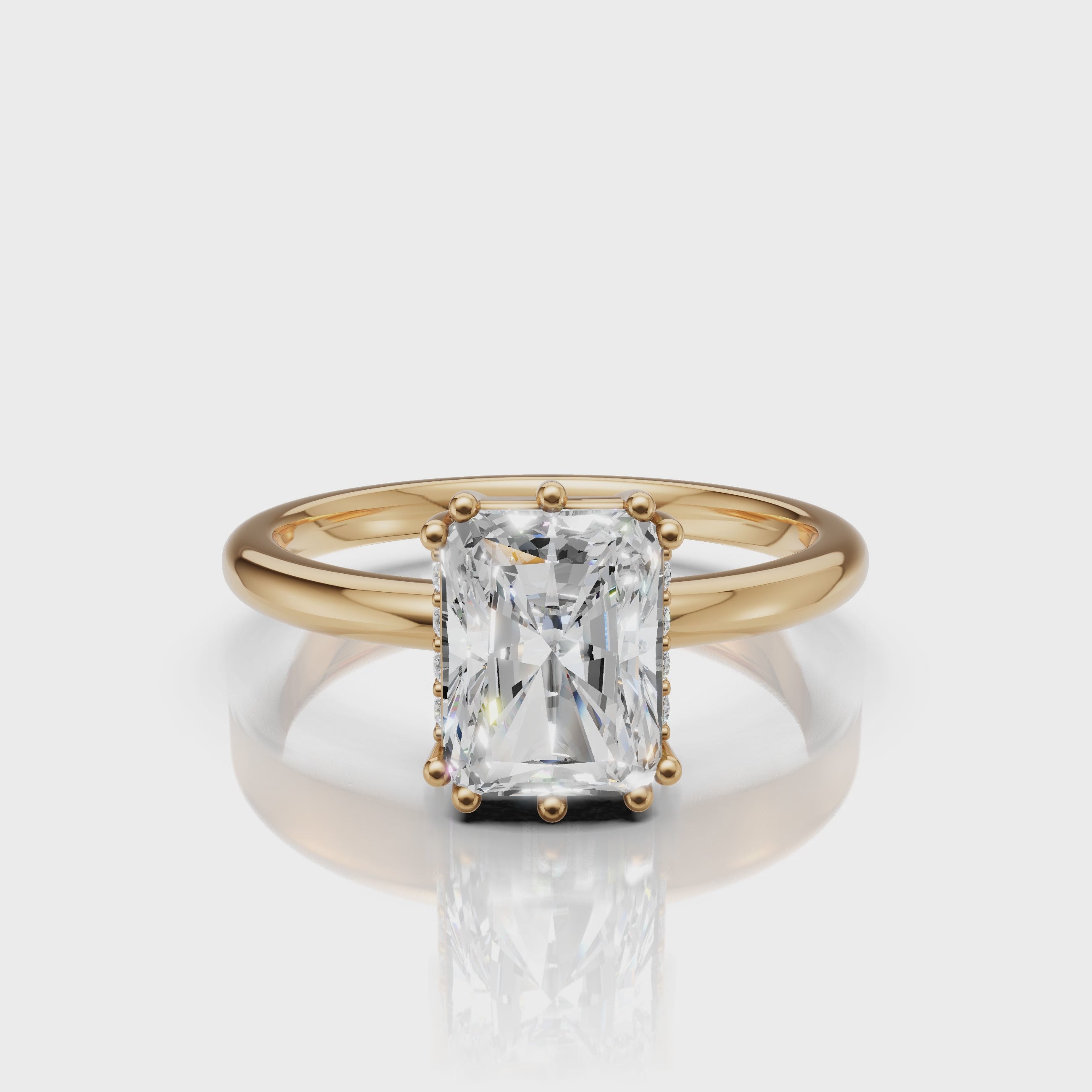 Radiant Cut Lab Grown Diamond Engagement Ring Video in 14K Yellow Gold – Raul Diamonds