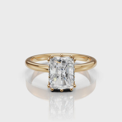 Radiant Cut Lab Grown Diamond Engagement Ring Video in 14K Yellow Gold – Raul Diamonds