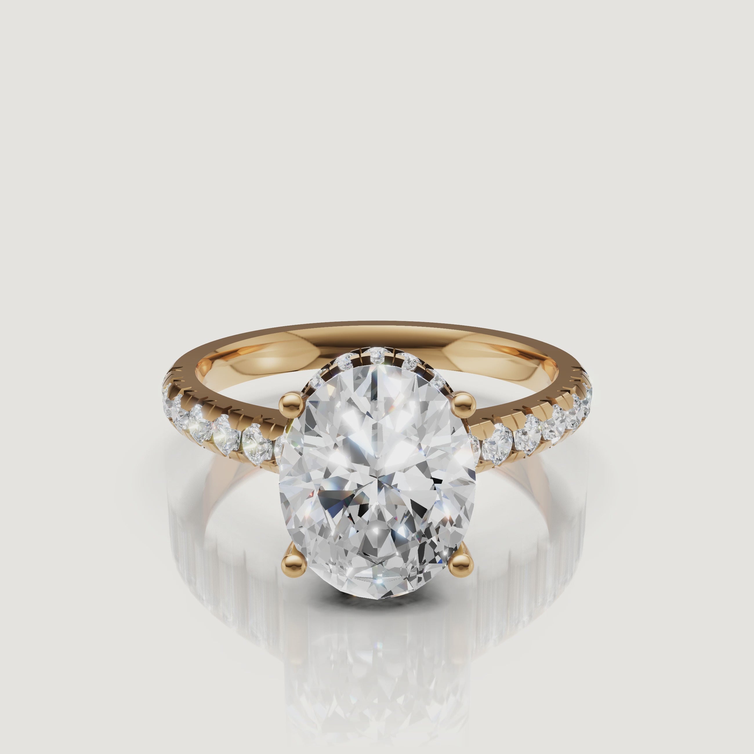Oval Cut Lab Grown Diamond Engagement Ring Video in 14K Yellow Gold – Raul Diamonds