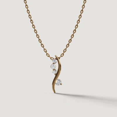 Yellow Gold Curved Diamond Drop Pendant Necklace Video by Raul Diamonds