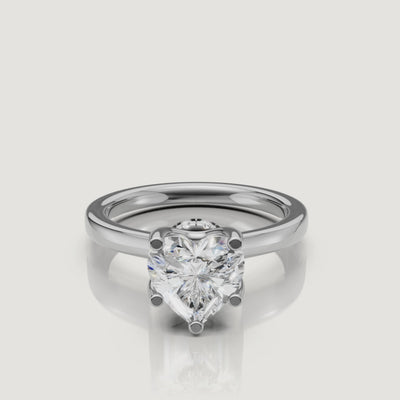 video of heart shaped lab grown diamond solitaire engagement ring in 14k white gold