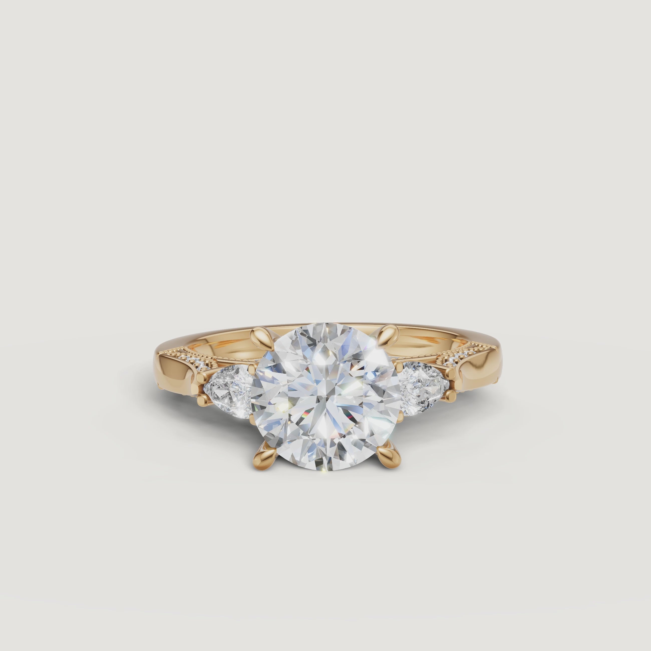 Raul Diamonds Yellow Gold Round Brilliant Ring – 360 Sparkle & Light Performance