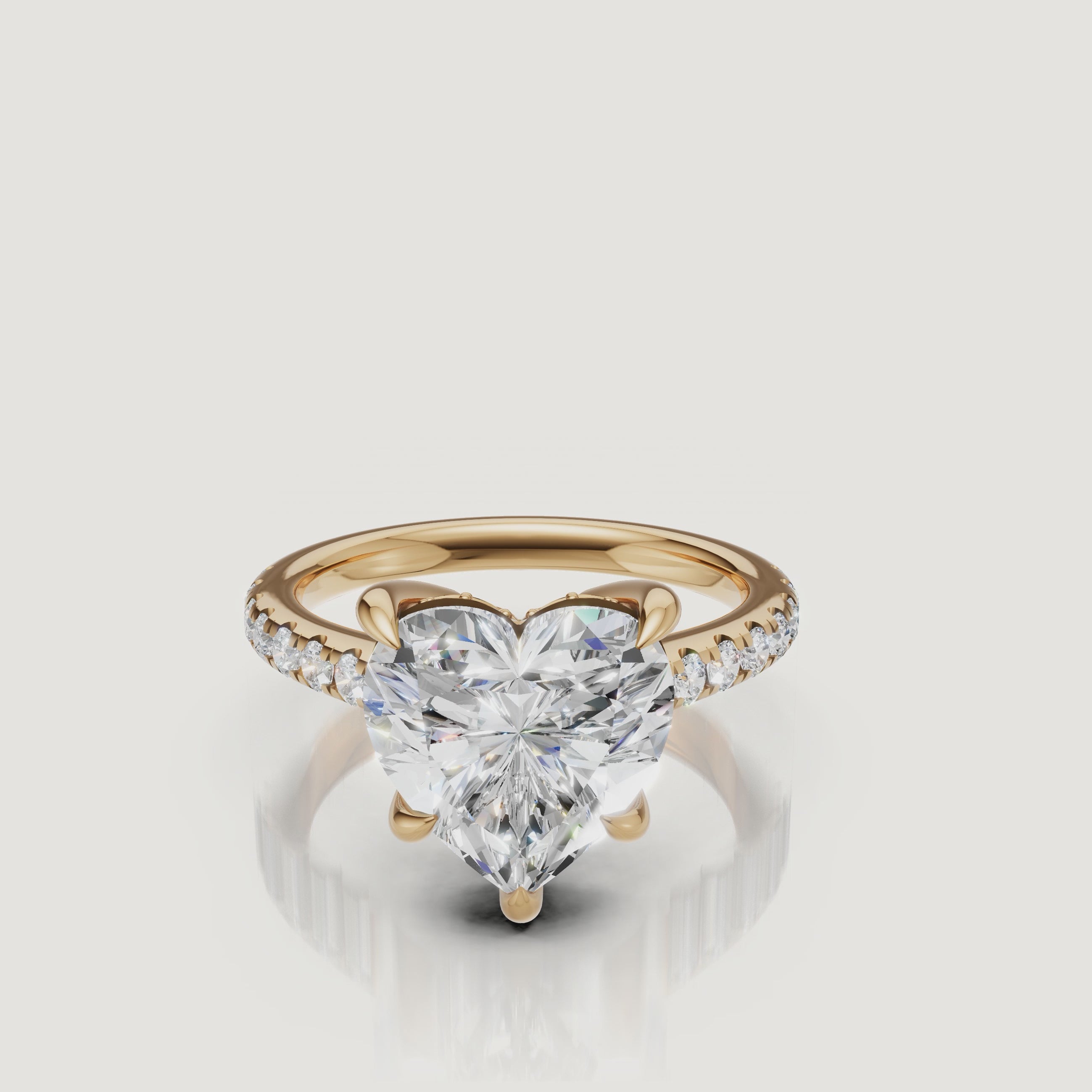 Heart Shape Lab Grown Diamond Ring Video in 14K Yellow Gold – Raul Diamonds