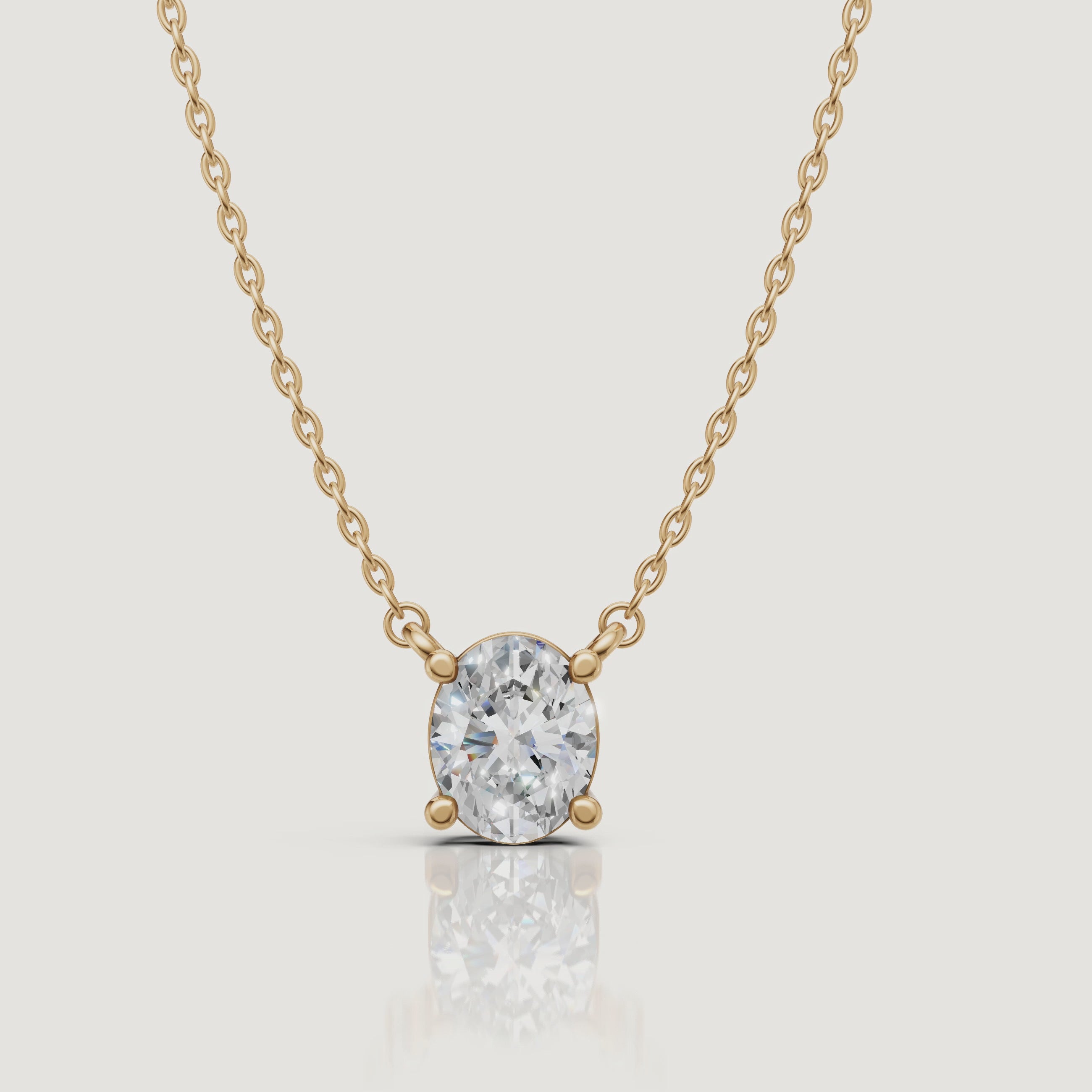 Yellow Gold Oval Cut Lab Grown Diamond Pendant Necklace Video by Raul Diamonds