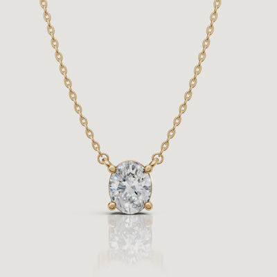 Yellow Gold Oval Cut Lab Grown Diamond Pendant Necklace Video by Raul Diamonds