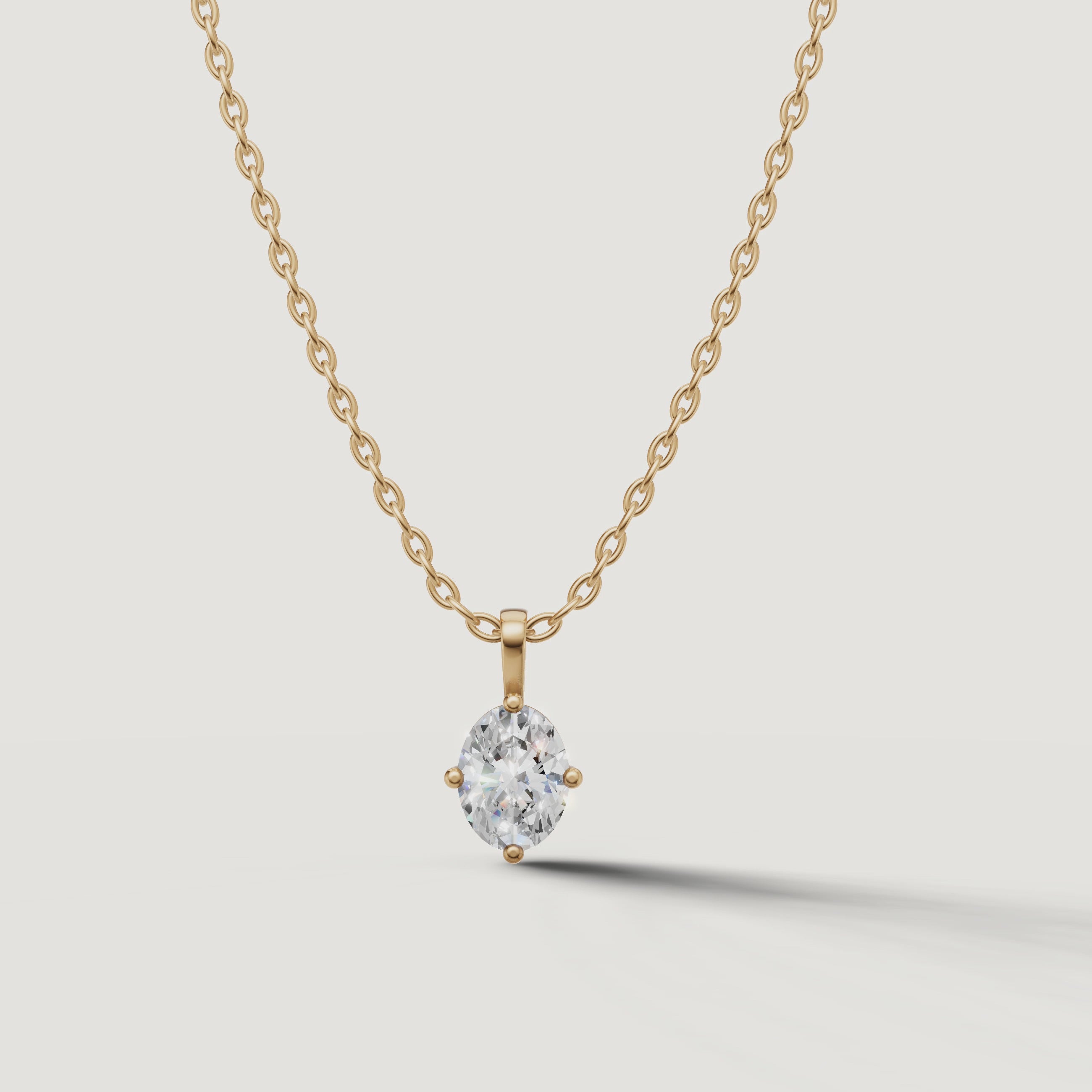 Yellow Gold Oval Lab Grown Diamond Solitaire Pendant Necklace Video by Raul Diamonds
