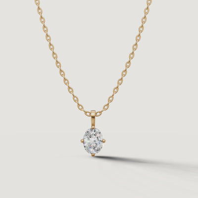 Yellow Gold Oval Lab Grown Diamond Solitaire Pendant Necklace Video by Raul Diamonds