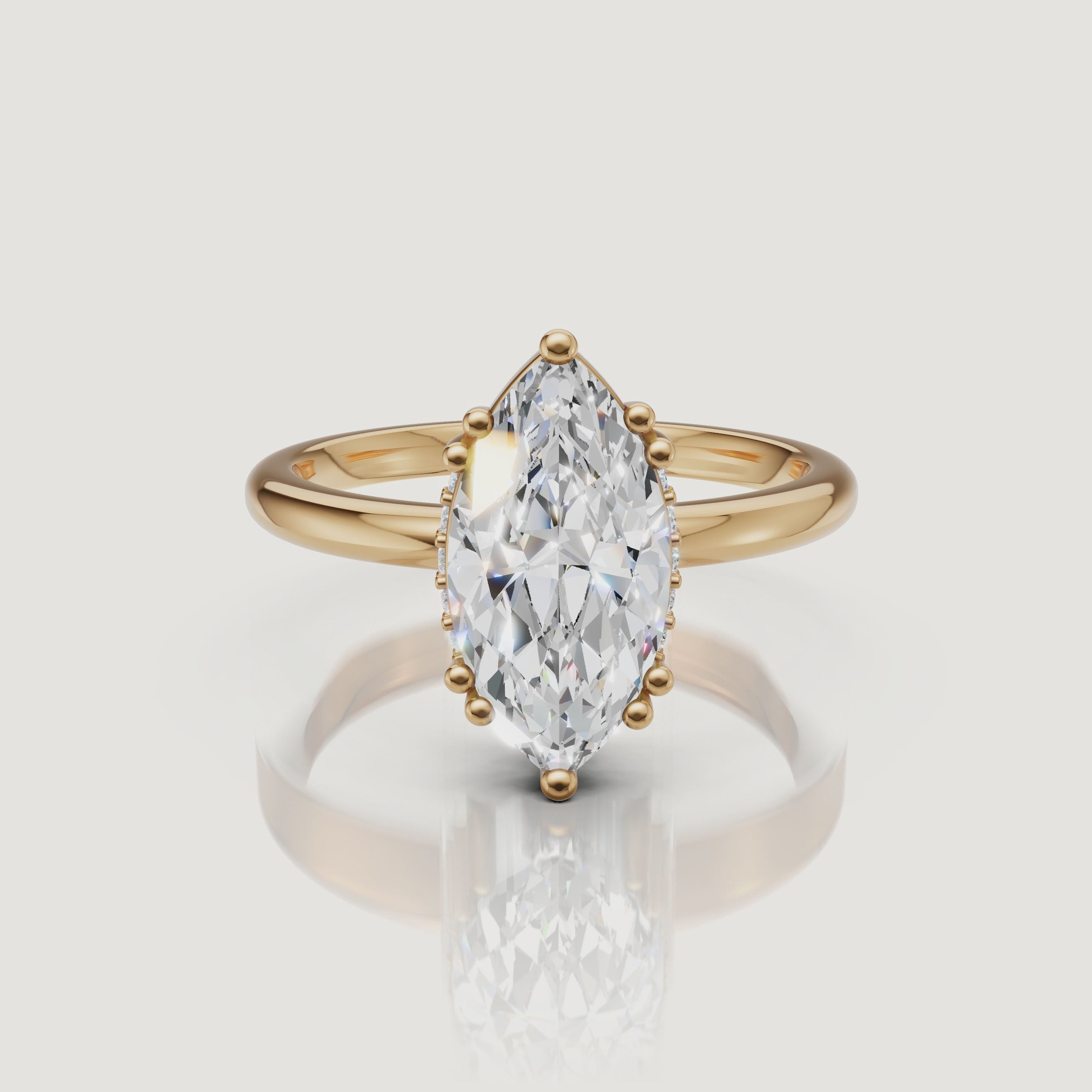 Marquise Cut Lab Grown Diamond Engagement Ring Video in 14K Yellow Gold – Raul Diamonds