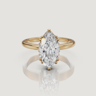 Marquise Cut Lab Grown Diamond Engagement Ring Video in 14K Yellow Gold – Raul Diamonds