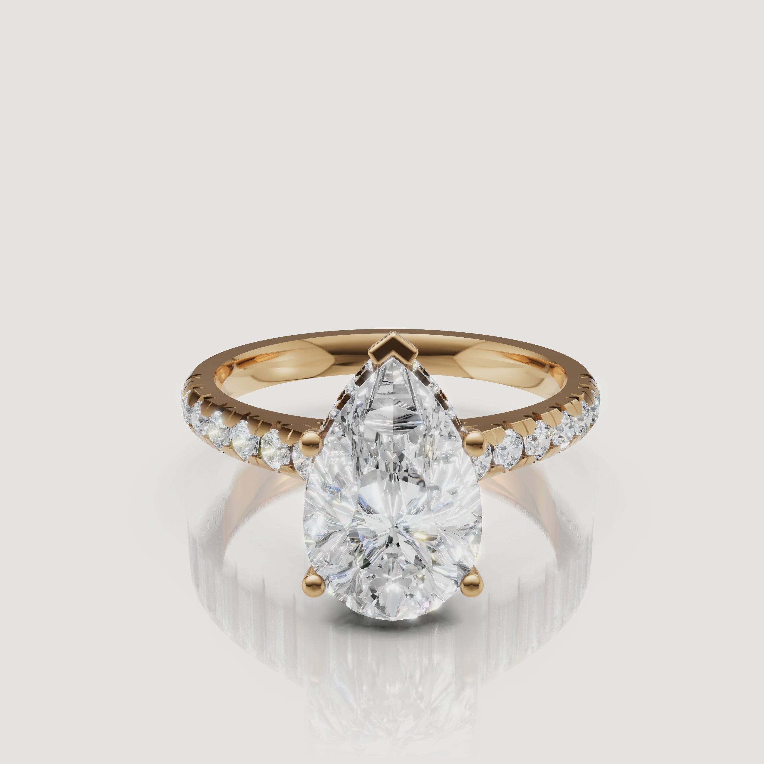 Pear Cut Lab Grown Diamond Engagement Ring Video in 14K Yellow Gold – Raul Diamonds