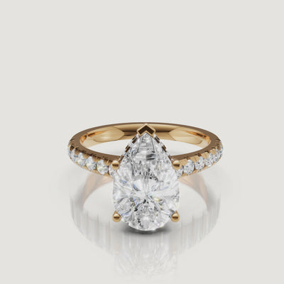 Pear Cut Lab Grown Diamond Engagement Ring Video in 14K Yellow Gold – Raul Diamonds