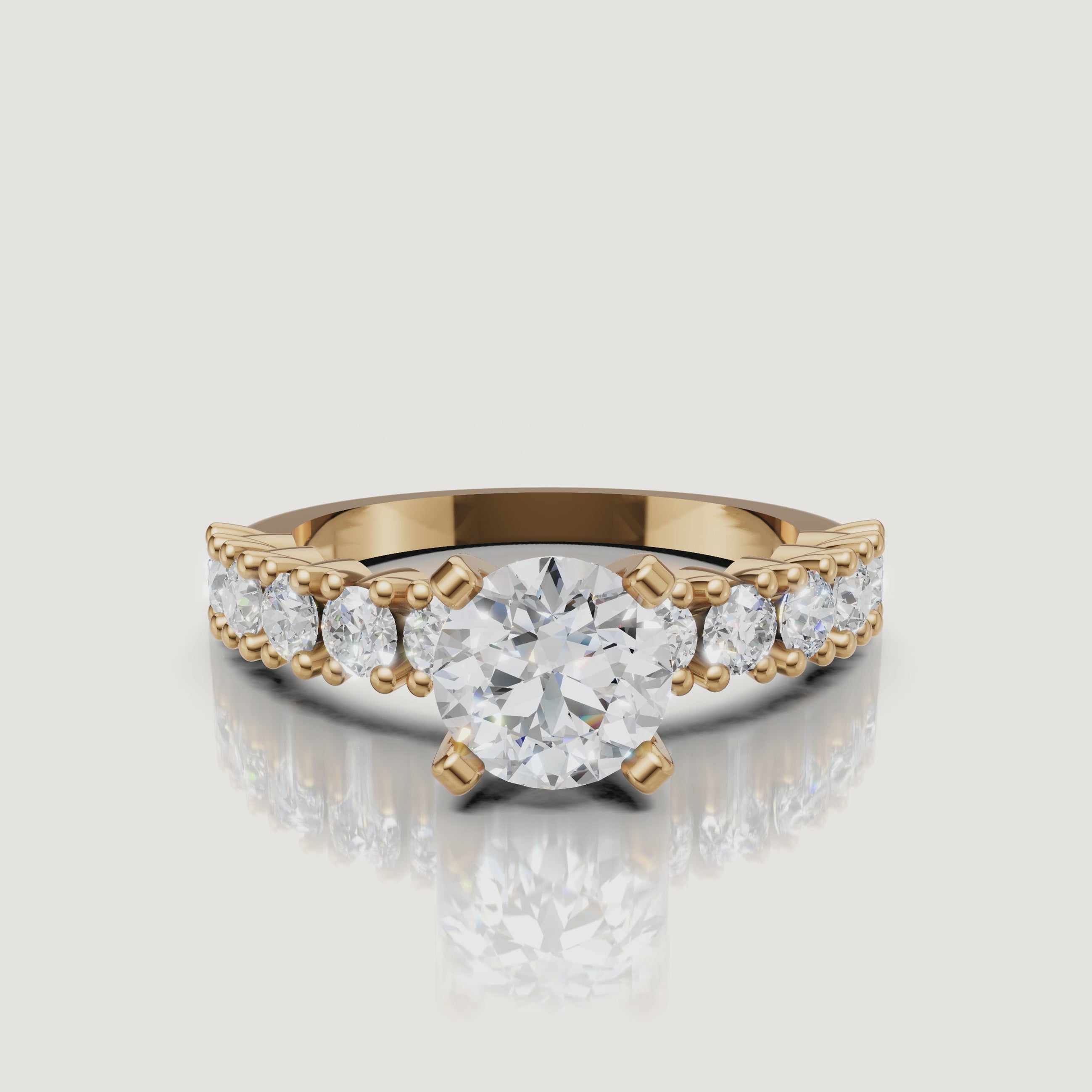 360 video of Raul Diamonds yellow gold round vintage diamond engagement ring with side stones