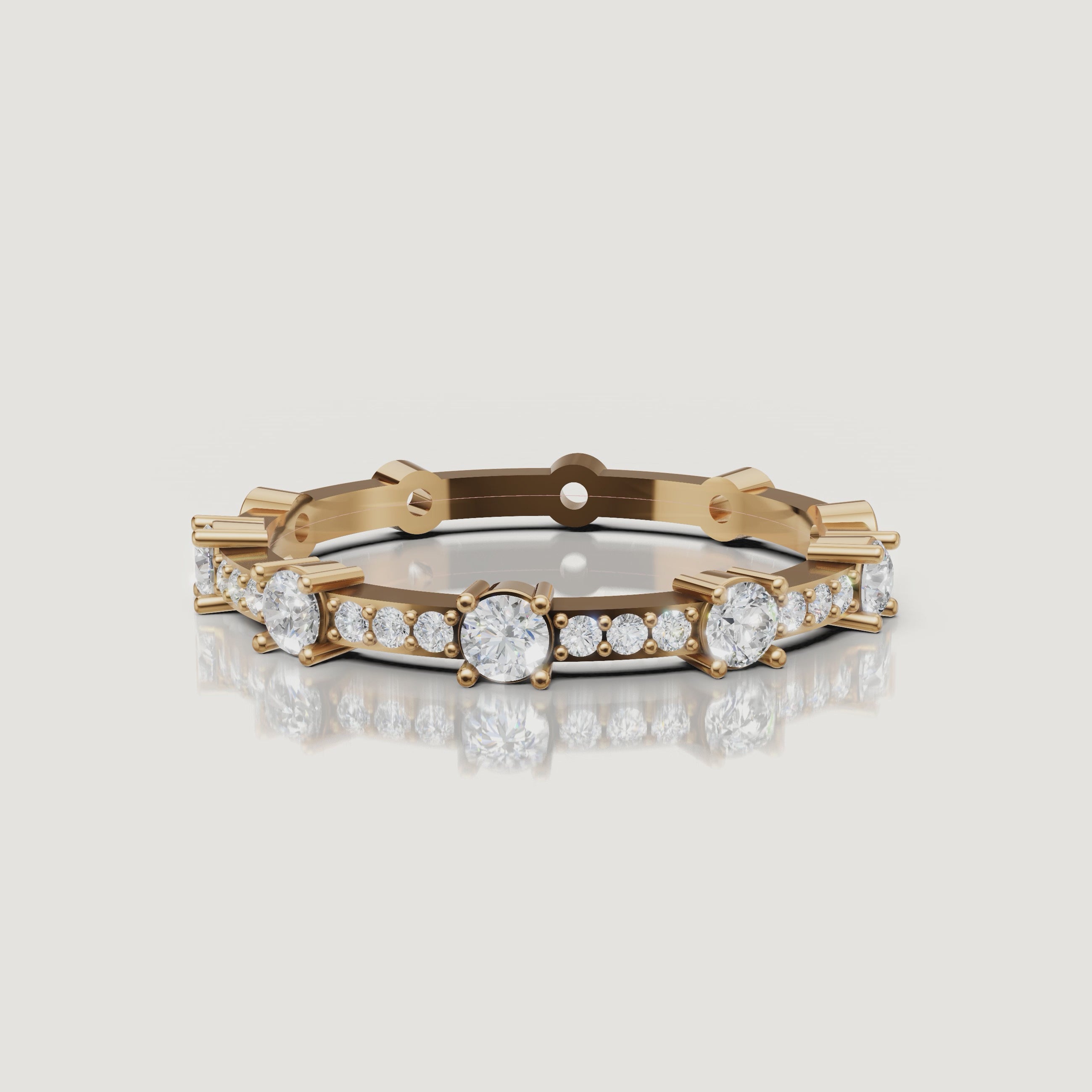 Yellow gold round diamond wedding band rotating video by Raul Diamonds