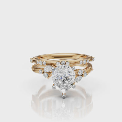 Yellow Gold Pear Cut Lab Grown Diamond Bridal Set Video by Raul Diamonds