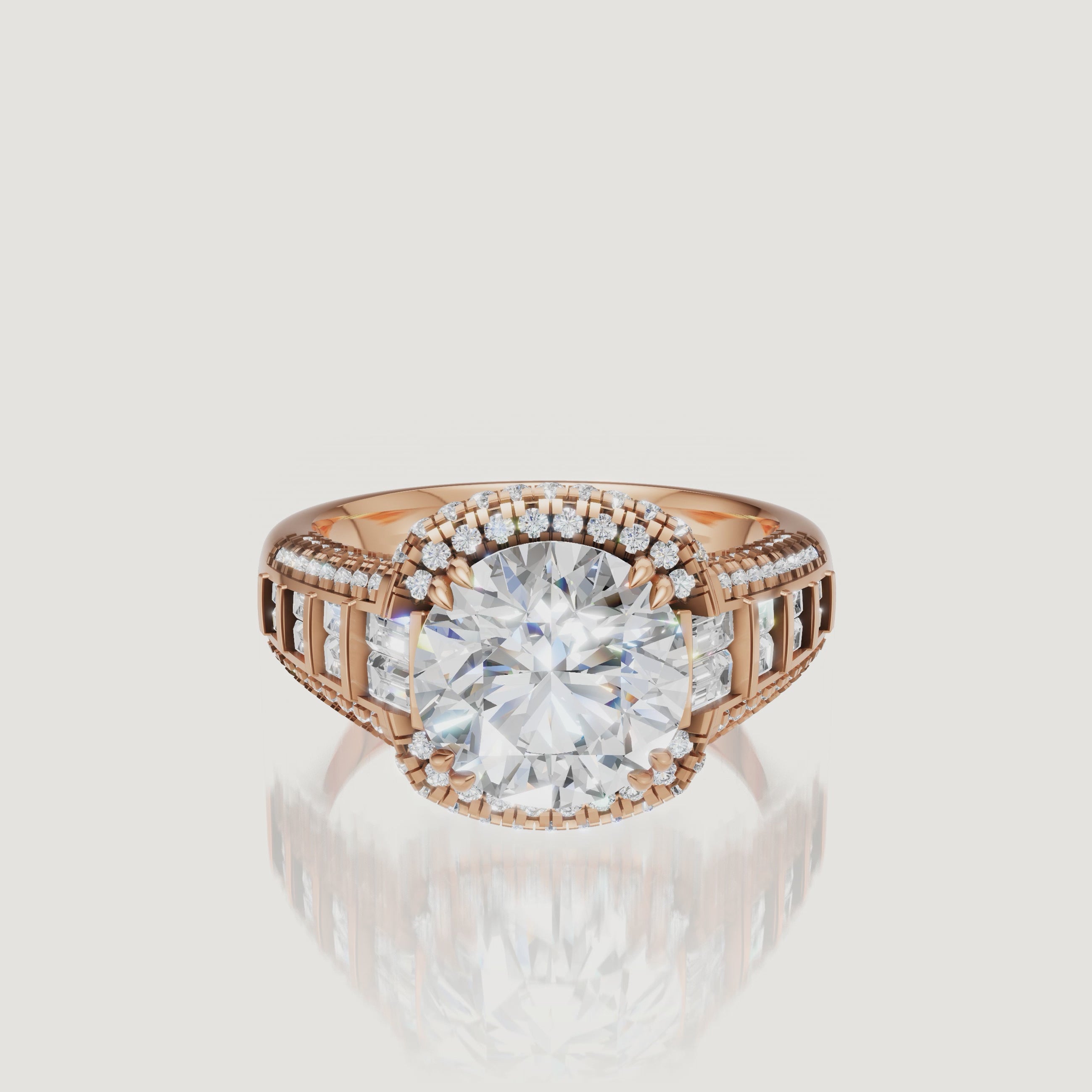 Round Cut Halo Lab Grown Diamond Ring Video in Yellow Gold – Raul Diamonds