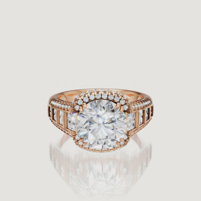 Round Cut Halo Lab Grown Diamond Ring Video in Yellow Gold – Raul Diamonds