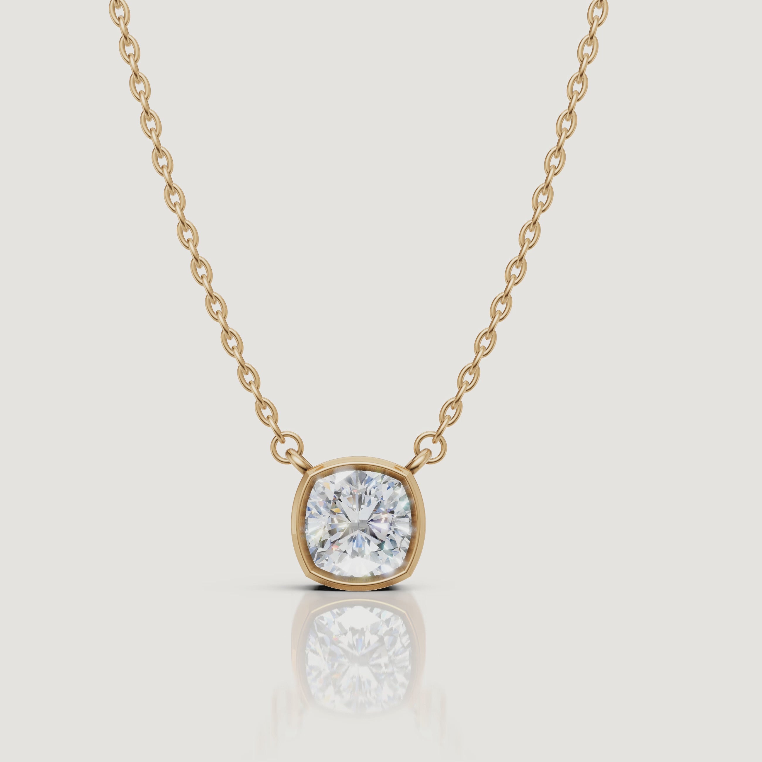 Yellow Gold Cushion Cut Lab Grown Diamond Pendant Necklace Video by Raul Diamonds