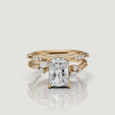 Yellow Gold Radiant Cut Lab Grown Diamond Bridal Set Video by Raul Diamonds