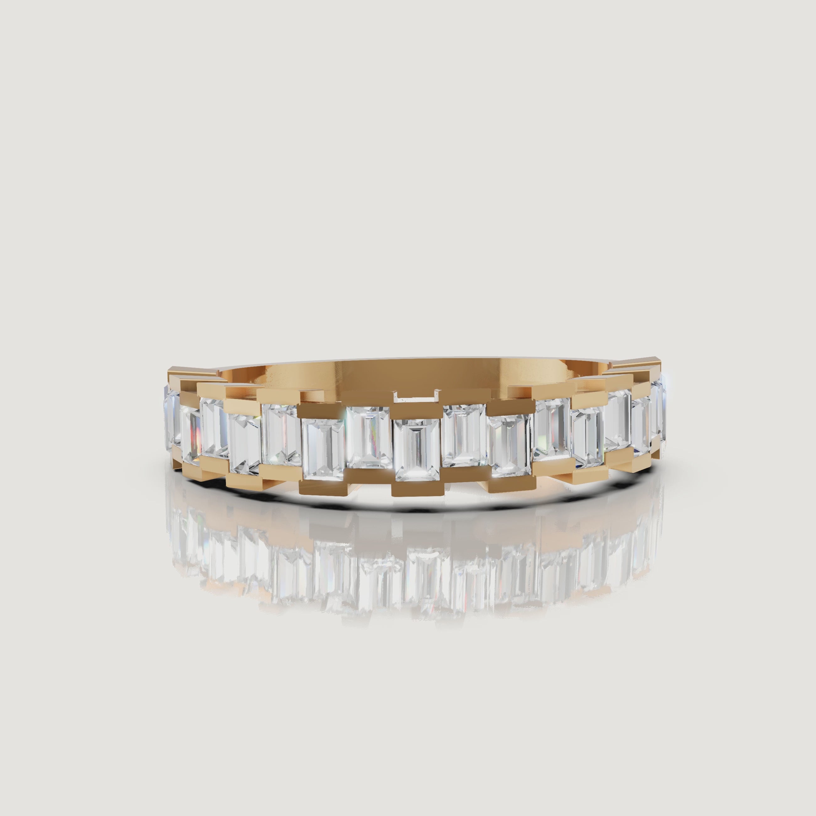 Raul Diamonds yellow gold emerald cut diamond wedding band rotating jewelry showcase video