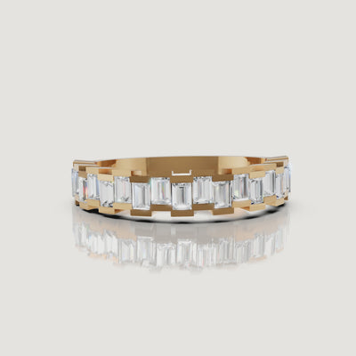 Raul Diamonds yellow gold emerald cut diamond wedding band rotating jewelry showcase video