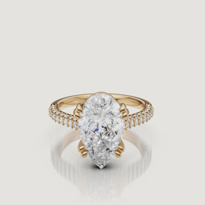 Pear Shape Lab Grown Diamond Ring Video in 14K Yellow Gold – Raul Diamonds