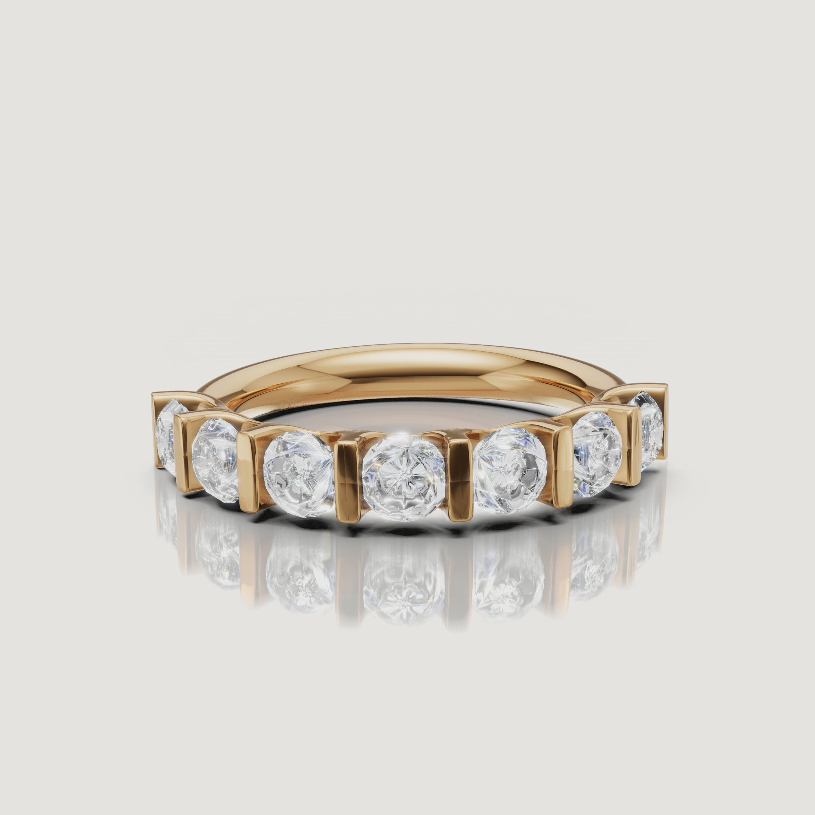360 view of Raul Diamonds yellow gold round diamond wedding band