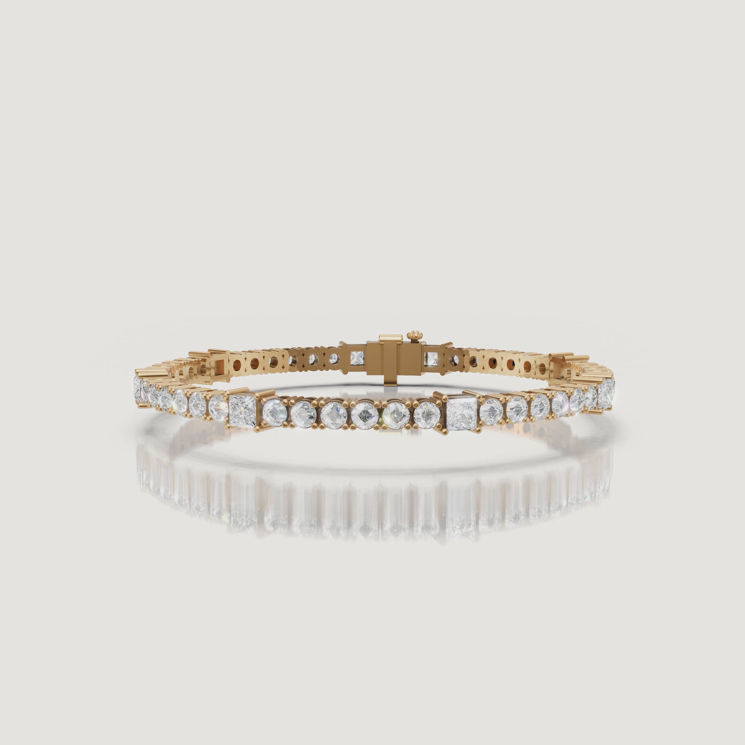 Yellow gold mixed shape diamond tennis bracelet video by Raul Diamonds