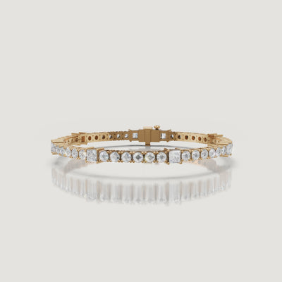 Yellow gold mixed shape diamond tennis bracelet video by Raul Diamonds